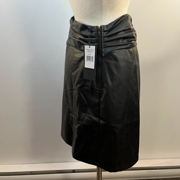 KENDALL + KYLIE Women's Black Vegan Leather Side Twist Knot Skirt - Size Small - Picture 4 of 6
